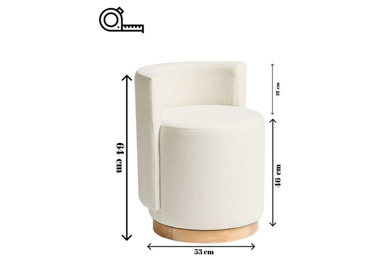 Kelran Fotpall 45 cm - Cream - Möbler - Stolar & fåtöljer - Pall & puff - Sittpuff