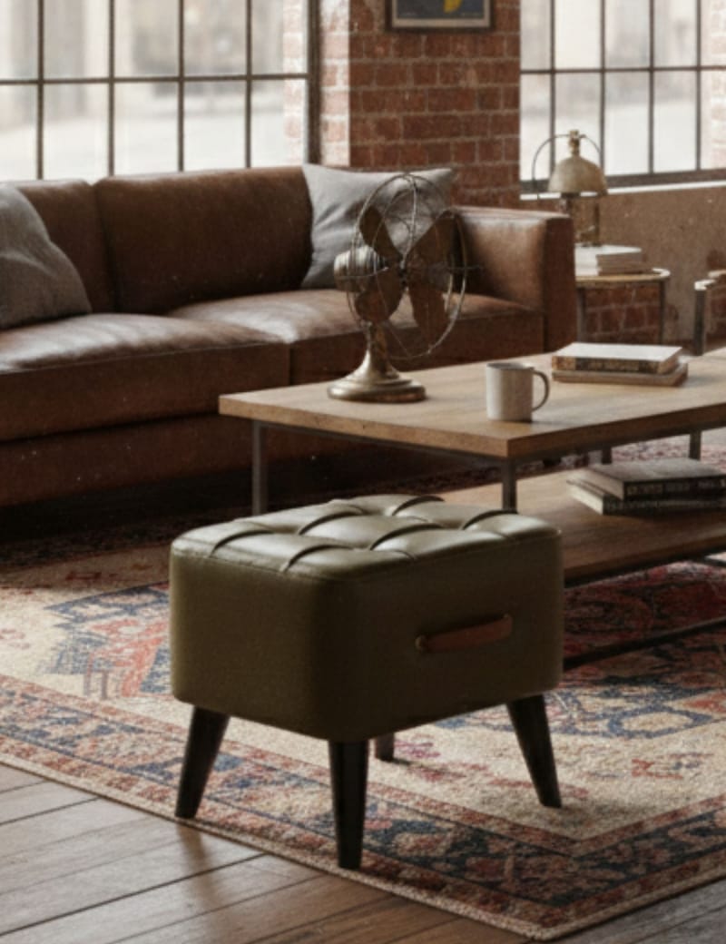 Lenira Sittpuff 43 cm - Khaki - Möbler - Stolar & fåtöljer - Pall & puff - Sittpuff