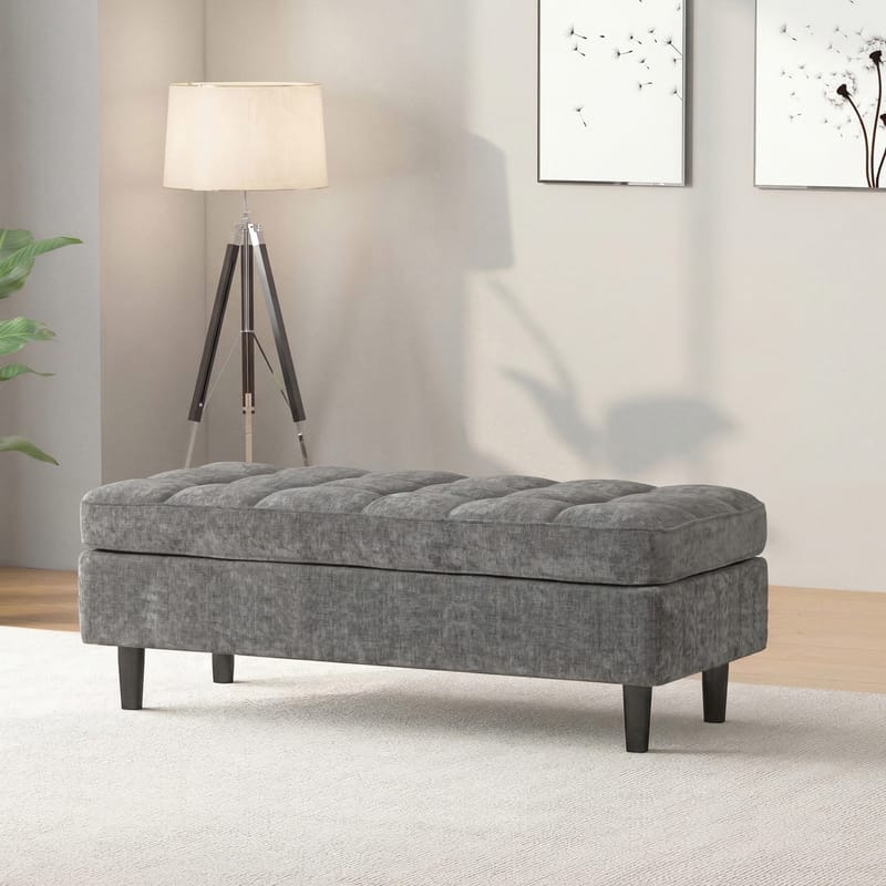 Lindhus Fotpall 120 cm i chenille - grå - Möbler - Stolar & fåtöljer - Pall & puff - Sittpuff
