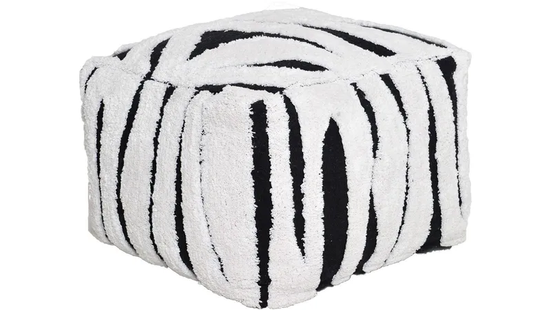 Mirello Puff 50 cm, Vit/Svart