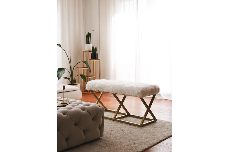 Murmu Sittpall 100 cm - Guld/Vit - Möbler - Stolar & fåtöljer - Pall & puff - Fotpall - Bäddbar fotpall