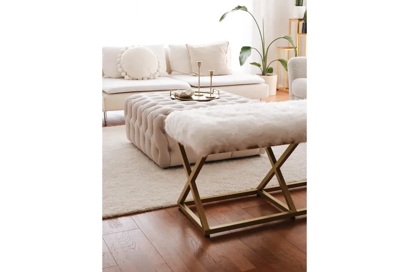 Murmu Sittpall 100 cm - Guld/Vit - Möbler - Stolar & fåtöljer - Pall & puff - Fotpall - Bäddbar fotpall