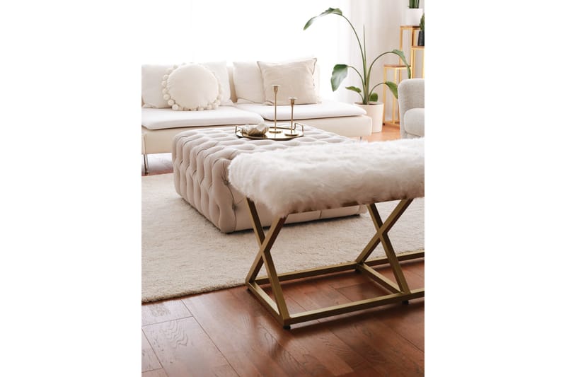 Murmu Sittpall 100 cm - Guld/Vit - Möbler - Stolar & fåtöljer - Pall & puff - Fotpall - Bäddbar fotpall