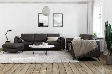 Ocean Lyx Fotpall - Svart/Läder - Möbler - Stolar & fåtöljer - Pall & puff - Fotpall