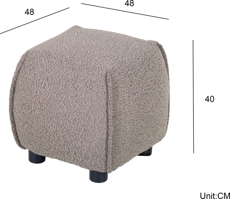 Pall 48x48 cm i mörkbeige bouclè - Gråbrun - Möbler - Stolar & fåtöljer - Pall & puff - Sittpuff