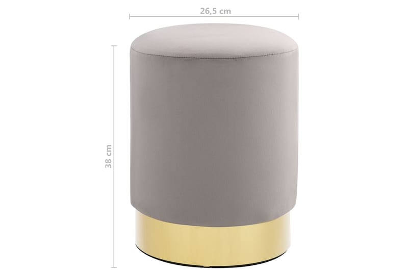 Pall ljusgrå och guld sammet - Grå - Möbler - Stolar & fåtöljer - Pall & puff