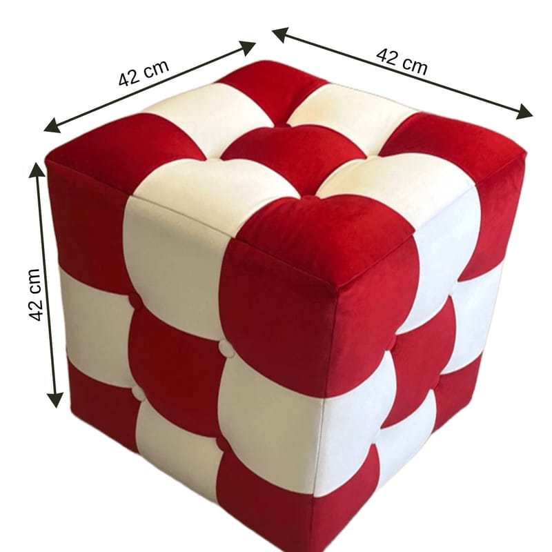 Peticire Sittpuff 42 cm - Röd och vit - Möbler - Stolar & fåtöljer - Pall & puff - Sittpuff