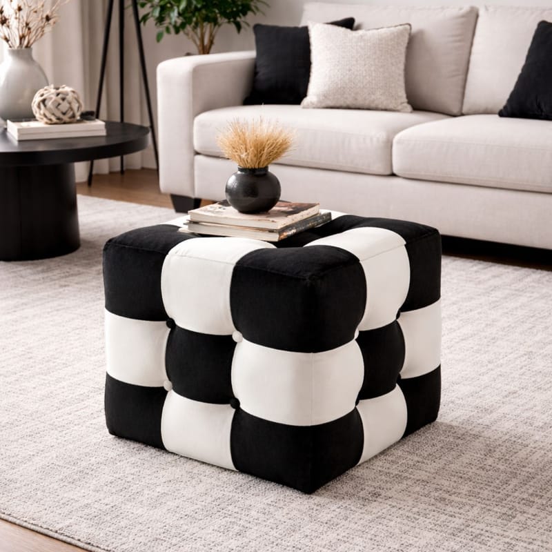 Peticire Sittpuff 42 cm - Svart/Vit - Möbler - Stolar & fåtöljer - Pall & puff - Sittpuff