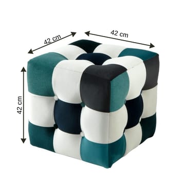 Peticire Sittpuff 42 cm - Vit, mörkblå, turkos - Möbler - Stolar & fåtöljer - Pall & puff - Sittpuff