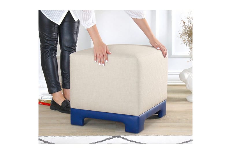 Puff Belarville Grädde / Blå - Grädde / Blå - Möbler - Stolar & fåtöljer - Pall & puff - Sittpuff