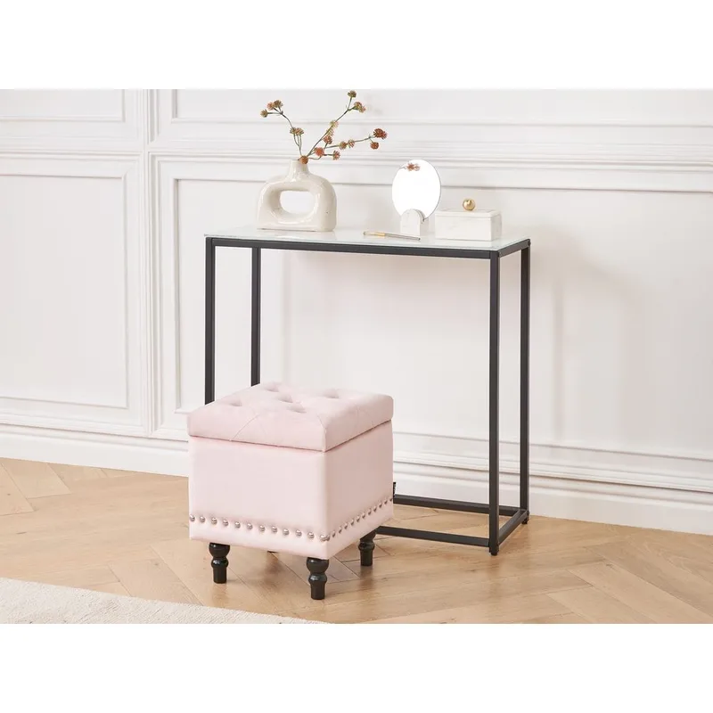 Puff Loretto - Rosa, Svart - Möbler - Stolar & fåtöljer - Pall & puff - Sittpuff