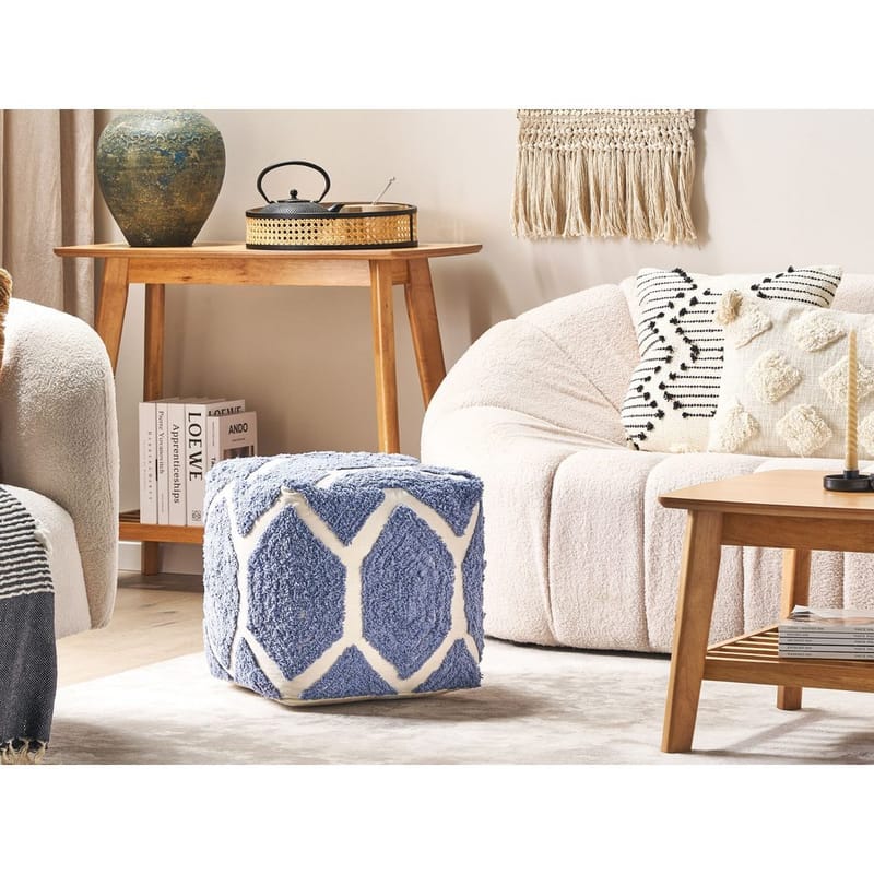 Puff Rojhan - Beige, blå - Möbler - Stolar & fåtöljer - Pall & puff - Sittpuff