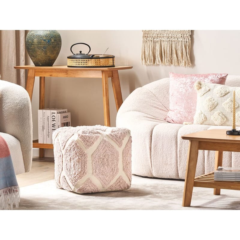 Puff Rojhan - Beige, Rosa - Möbler - Stolar & fåtöljer - Pall & puff - Sittpuff