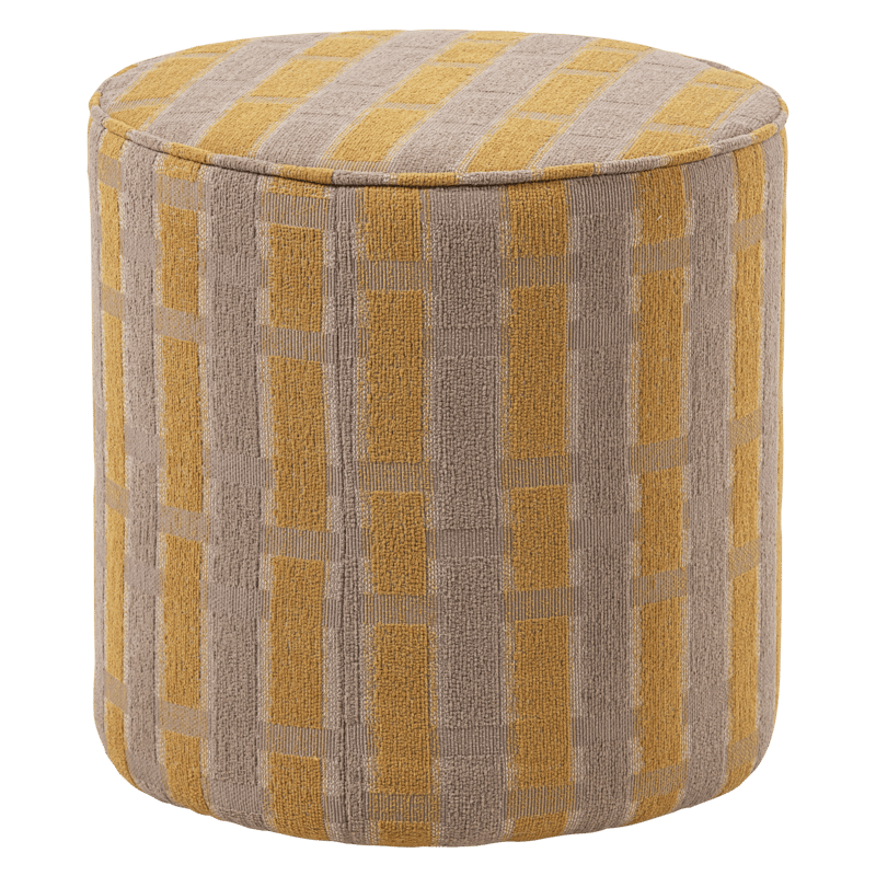 Puff Sarli 46 cm Rund, Taupe/Gul