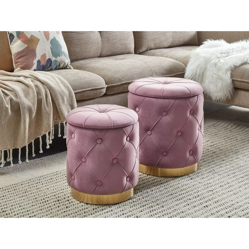 Puff Pueblo 2-pack - Rosa, guld - Möbler - Stolar & fåtöljer - Pall & puff - Sittpuff