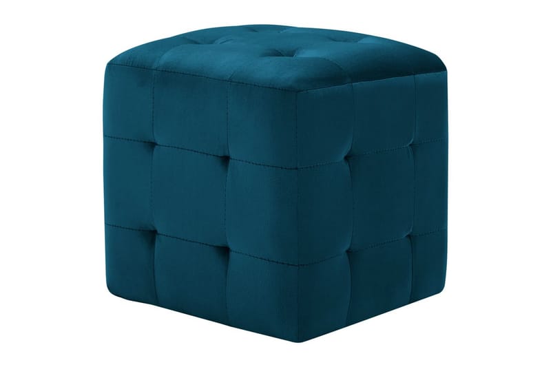 Sängbord 2 st blå 30x30x30 cm sammetstyg - Blå - Sittpuff