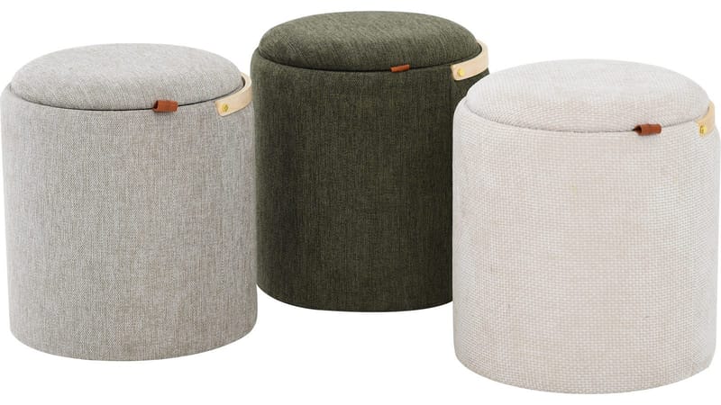 Serano Puff med trähandtag 40 cm Rund - Beige - Möbler - Stolar & fåtöljer - Pall & puff - Sittpuff