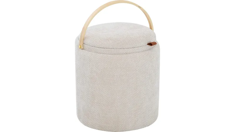 Serano Puff med trähandtag 40 cm Rund - Beige - Möbler - Stolar & fåtöljer - Pall & puff - Sittpuff