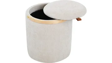 Serano Puff med trähandtag 40 cm Rund - Beige - Möbler - Stolar & fåtöljer - Pall & puff - Sittpuff