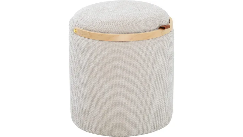 Serano Puff med trähandtag 40 cm Rund - Beige - Möbler - Stolar & fåtöljer - Pall & puff - Sittpuff