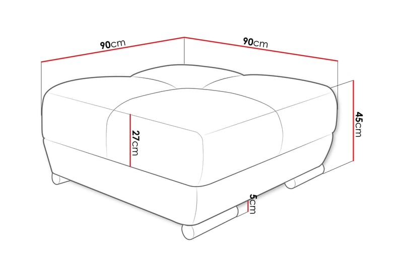 Simerly Fotpall 90 cm - Mörkgrå - Möbler - Stolar & fåtöljer - Pall & puff - Fotpall