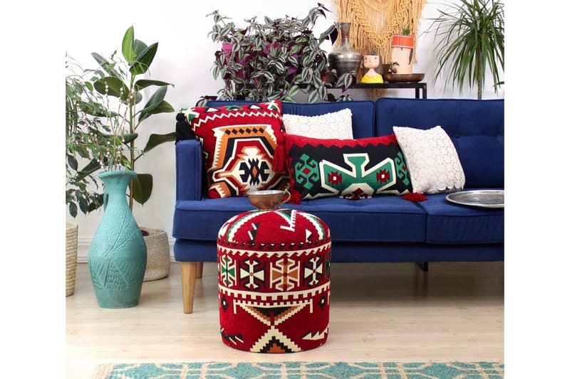 Amsterdam Sittpuff 40 cm - Röd/Svart - Möbler - Stolar & fåtöljer - Pall & puff - Sittpuff