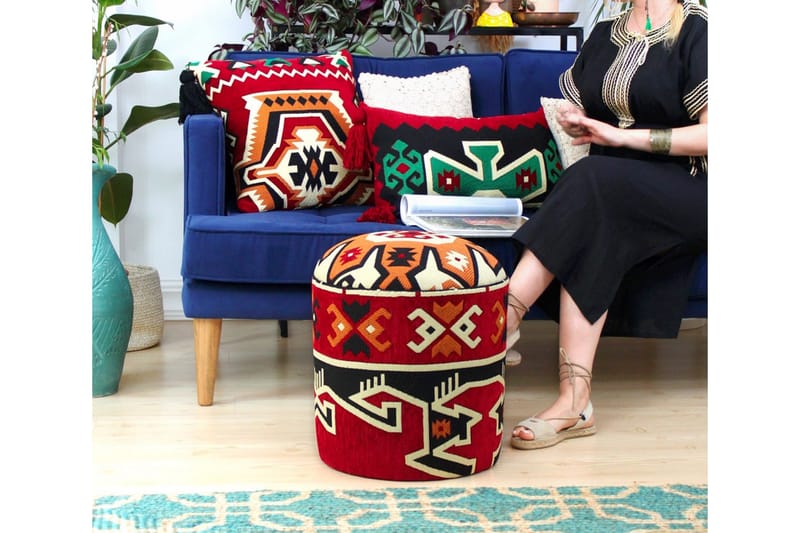 Amsterdam Sittpuff 40 cm - Röd/Vit - Möbler - Stolar & fåtöljer - Pall & puff - Sittpuff