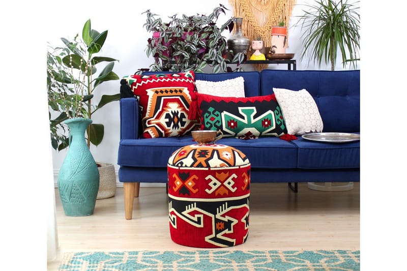 Amsterdam Sittpuff 40 cm - Röd/Vit - Möbler - Stolar & fåtöljer - Pall & puff - Sittpuff