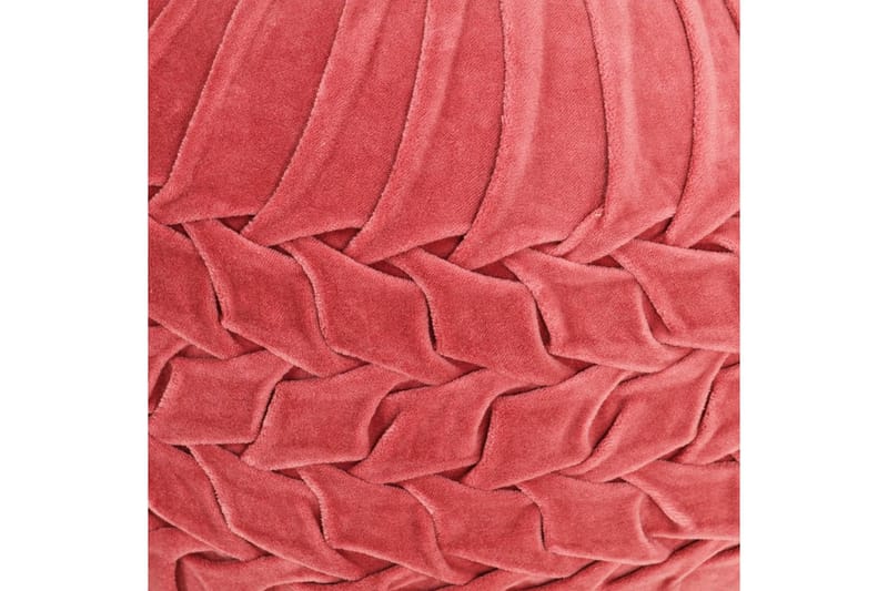 Sittpuff bomullssammet smockdesign 40x30 cm rosa - Röd - Sittpuff
