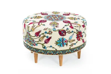 Cerasolo Sittpuff Rund - Sammet/Beige/Röd/Natur - Möbler - Stolar & fåtöljer - Pall & puff - Sittpuff