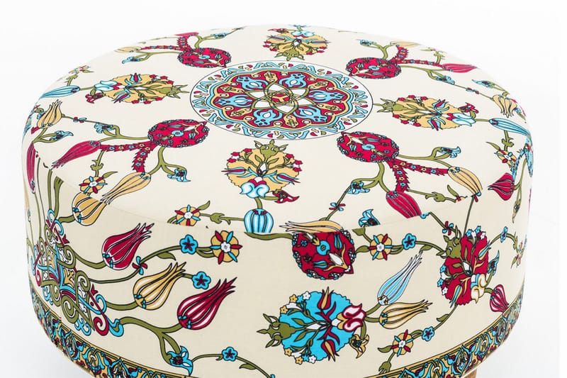 Cerasolo Sittpuff Rund - Sammet/Beige/Röd/Natur - Möbler - Stolar & fåtöljer - Pall & puff - Sittpuff