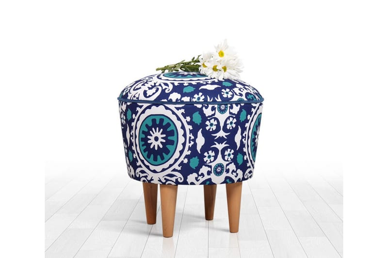 Debesis Sittpuff 42 cm - Blå/Vit - Möbler - Stolar & fåtöljer - Pall & puff - Sittpuff