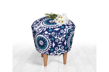 Debesis Sittpuff 42 cm - Blå/Vit - Möbler - Stolar & fåtöljer - Pall & puff - Sittpuff