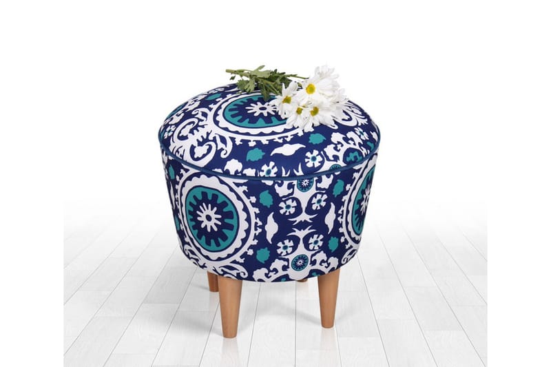 Debesis Sittpuff 42 cm - Blå/Vit - Möbler - Stolar & fåtöljer - Pall & puff - Sittpuff