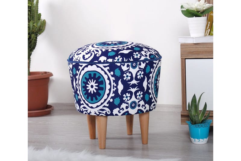 Debesis Sittpuff 42 cm - Blå/Vit - Möbler - Stolar & fåtöljer - Pall & puff - Sittpuff