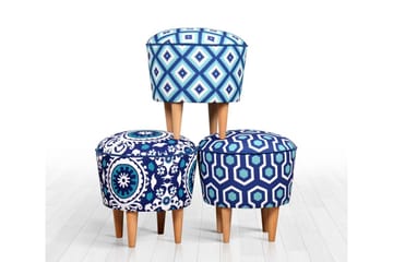 Debesis Sittpuff 42 cm - Blå/Vit - Möbler - Stolar & fåtöljer - Pall & puff - Sittpuff