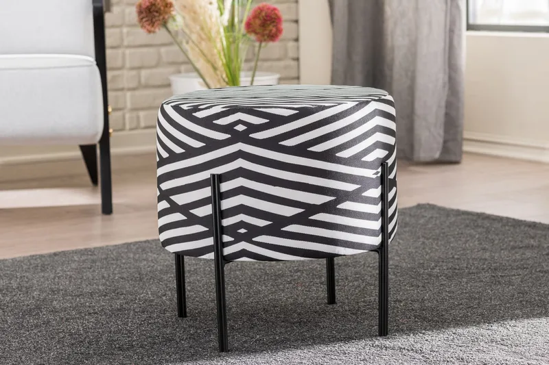 Flowery Sittpuff, Svart/Vit