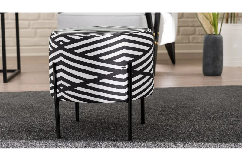 Flowery Sittpuff - Svart/Vit - Möbler - Stolar & fåtöljer - Pall & puff - Sittpuff