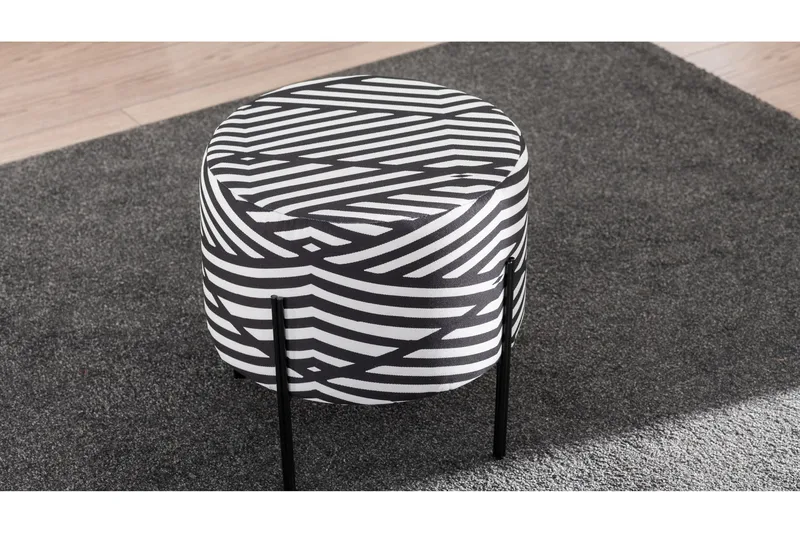 Flowery Sittpuff - Svart/Vit - Möbler - Stolar & fåtöljer - Pall & puff - Sittpuff