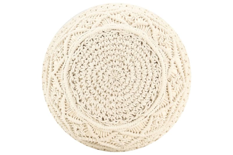 Handgjord sittpuff makramé 45x30 cm bomull - Beige - Möbler - Stolar & fåtöljer - Pall & puff - Sittpuff