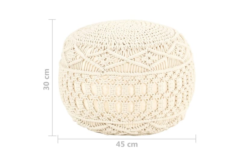 Handgjord sittpuff makramé 45x30 cm bomull - Beige - Möbler - Stolar & fåtöljer - Pall & puff - Sittpuff