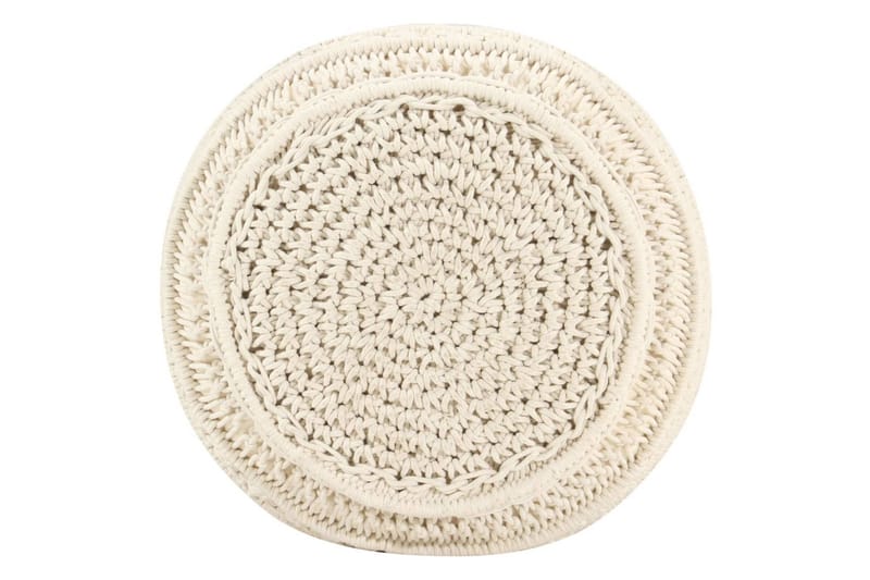 Handgjord sittpuff makramé 45x30 cm bomull - Beige - Möbler - Stolar & fåtöljer - Pall & puff - Sittpuff