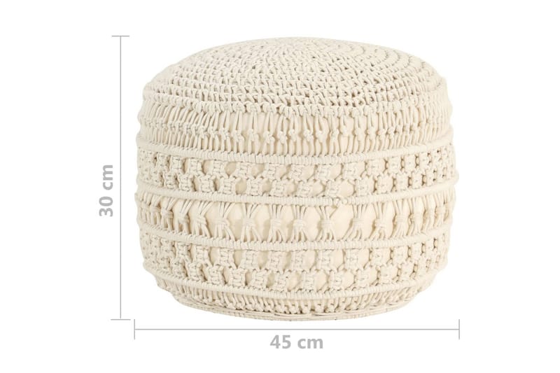Handgjord sittpuff makramé 45x30 cm bomull - Beige - Möbler - Stolar & fåtöljer - Pall & puff - Sittpuff