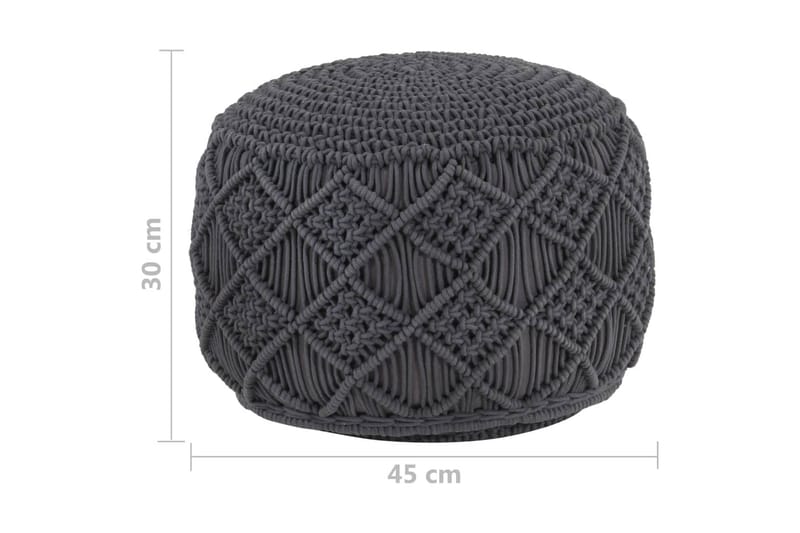 Handgjord sittpuff makramé antracit 45x30 cm bomull - Grå - Möbler - Stolar & fåtöljer - Pall & puff - Sittpuff