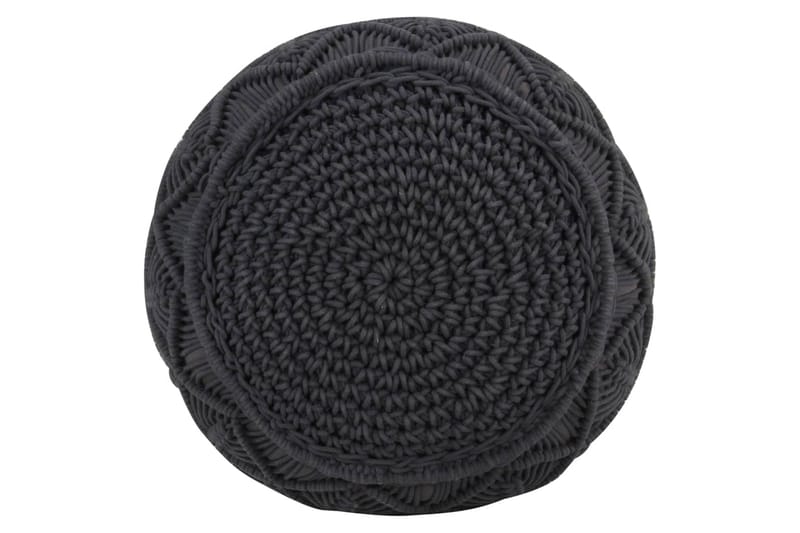 Handgjord sittpuff makramé antracit 45x30 cm bomull - Grå - Möbler - Stolar & fåtöljer - Pall & puff - Sittpuff