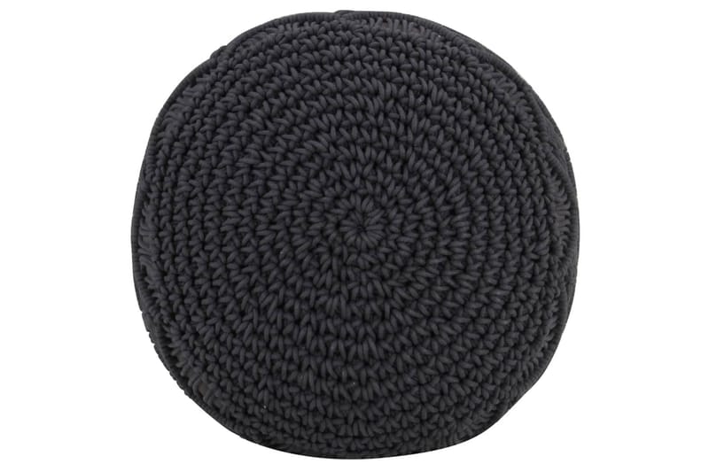 Handgjord sittpuff makramé antracit 45x30 cm bomull - Grå - Möbler - Stolar & fåtöljer - Pall & puff - Sittpuff
