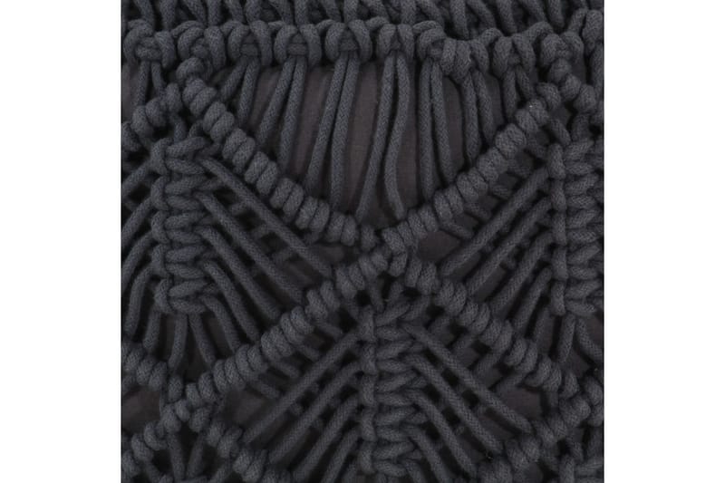 Handgjord sittpuff makramé antracit 45x30 cm bomull - Grå - Möbler - Stolar & fåtöljer - Pall & puff - Sittpuff
