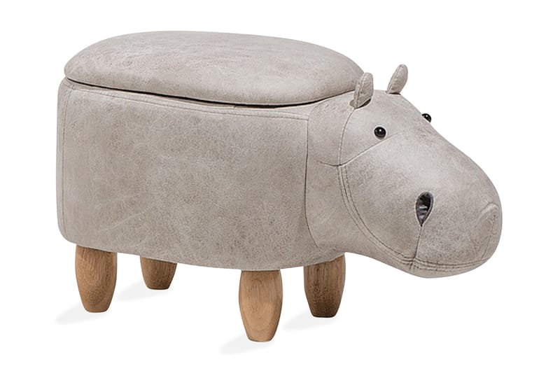Hippo Sittpuff 32 cm - Grå - Sittpuff