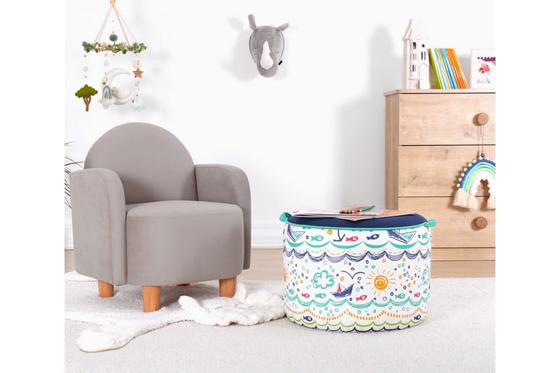Lachine Barnsittpuff - Blå/Vit - Möbler - Stolar & fåtöljer - Pall & puff - Sittpuff