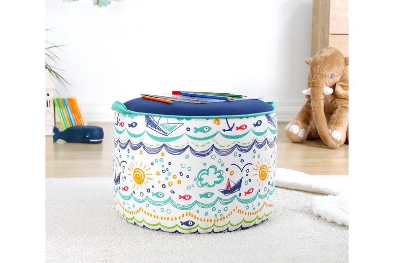 Lachine Barnsittpuff - Blå/Vit - Möbler - Stolar & fåtöljer - Pall & puff - Sittpuff